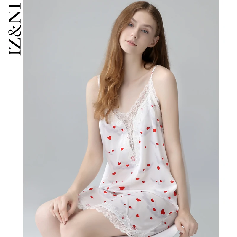 

★IIZZINI original nightgown female xia condole with thin ice silk pajamas sweet household to female