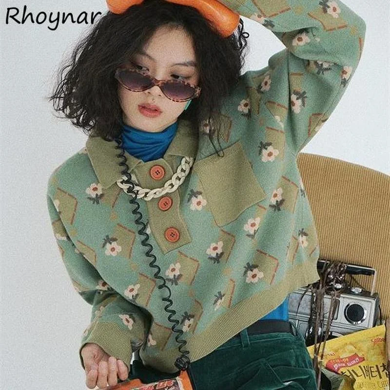 

Женский пуловер для отдыха, элегантный винтажный свободный Универсальный женский укороченный свитер в Корейском стиле для колледжа, Модны...