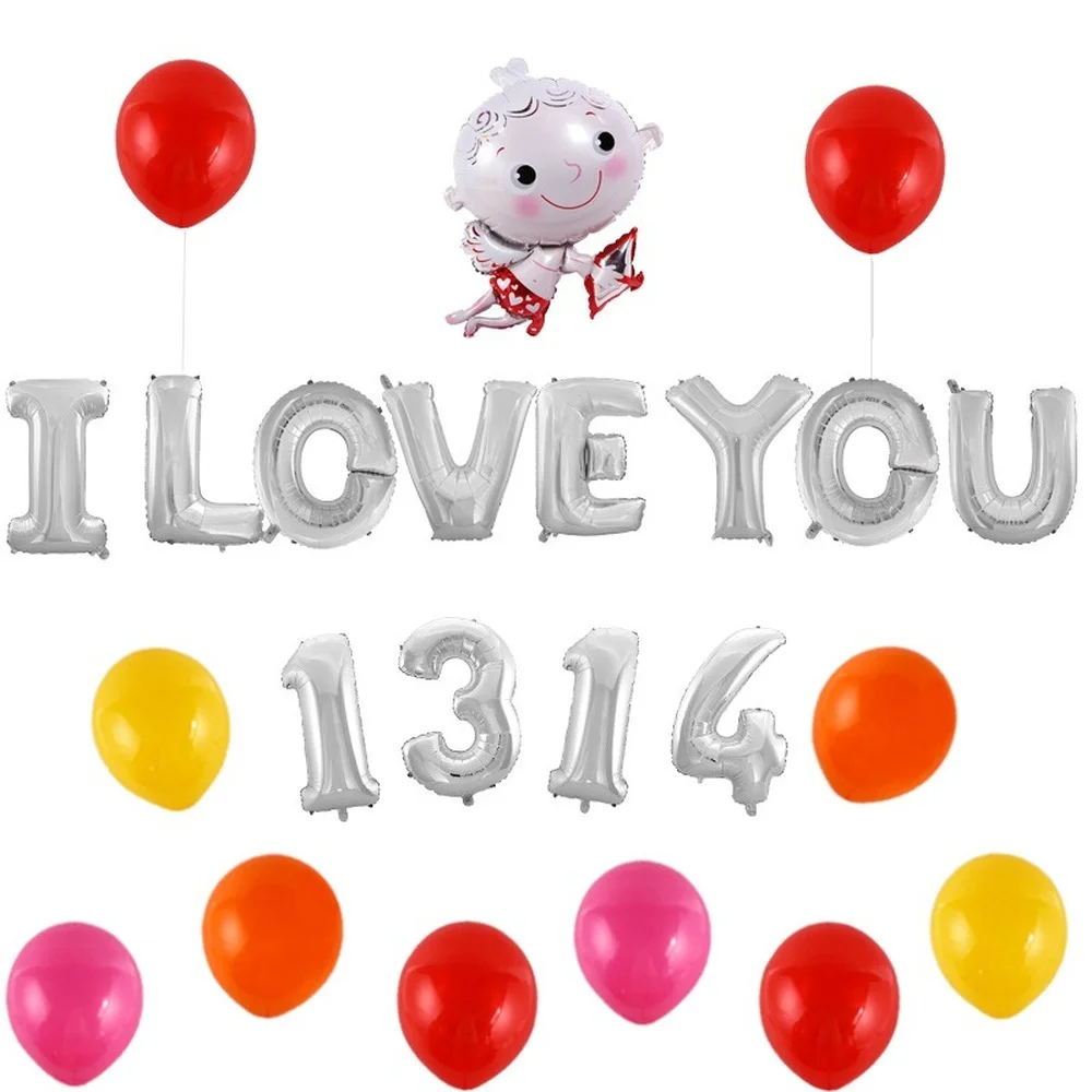 

23 pcs/set Valentine Day Ballons Marriage Room Decoration Wedding Accessories Decoration Colorful Letter Balloons Wholesale