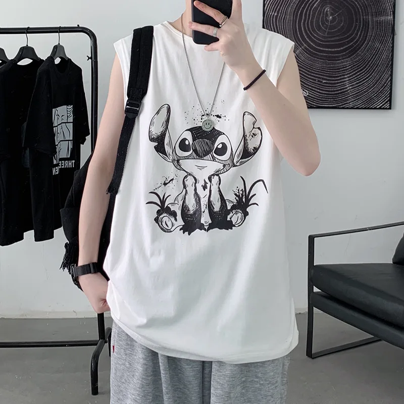 

HOUZHOU Men's Vest Without Sleeve Men's Gym Shirt Basketball Tank Men Clothing Korean Streetwear Hip Hop Casual Summer Black