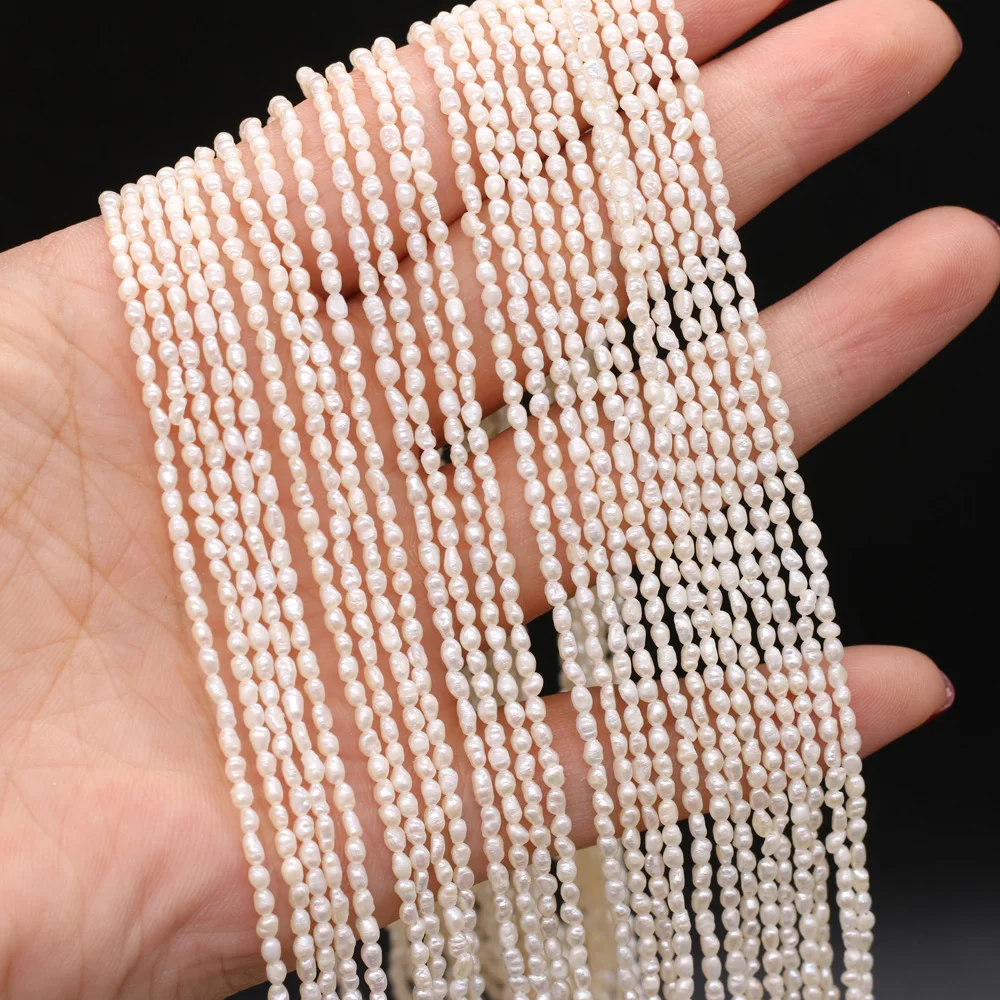 

1.8-2mm Natural Freshwater Pearl Beads Irregular Punch White Pearls DIY Elegant Necklace Bracelet Making Jewelry Findings 14''