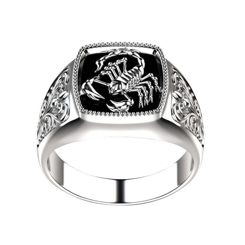 

New Creative Scorpio Embossed Rings for Men Silver Color Poisonous Scorpion Anniversary Ring Jewelry Accessories
