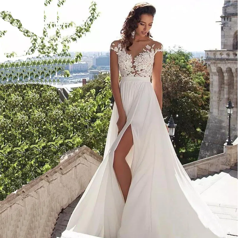 

Женское шифоновое платье с кружевной аппликацией, с вырезом лодочкой