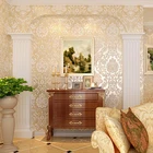 Нетканая 3D бархатная утолщенная Золотая настенная бумага для гостевой комнаты, спальни, настенная бумага, тисненые декоративные обои