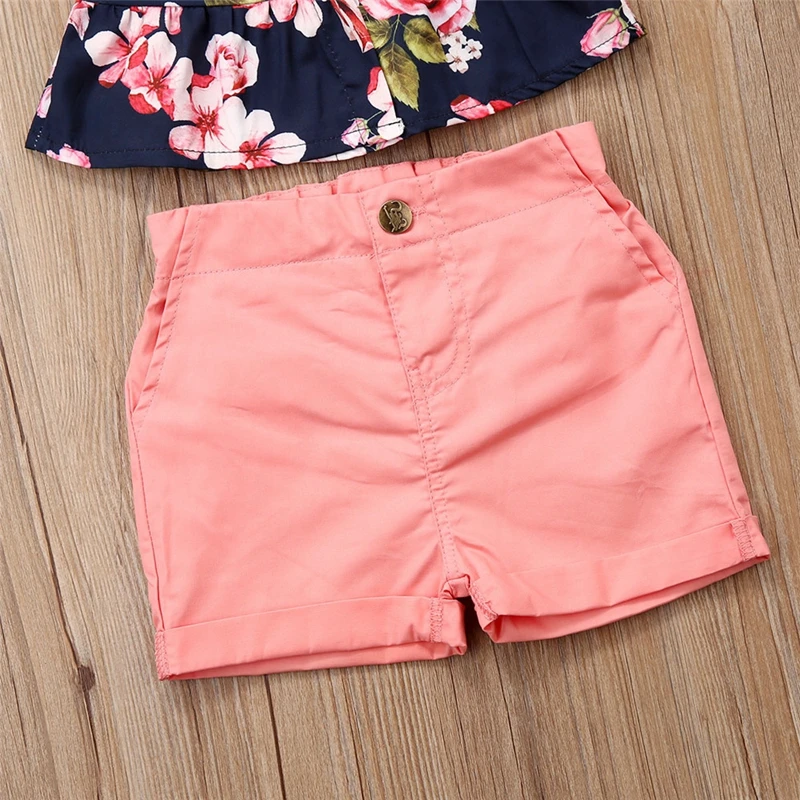 

1-6Y Newborn Baby Girl Floral Print Tank Tops Shorts Pants Outfits Set 2pcs Summer Fashion Clothes Sets