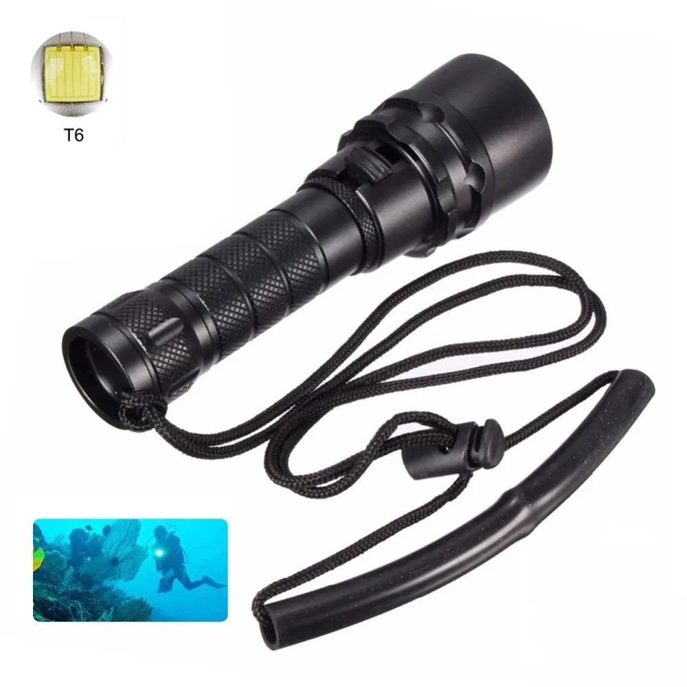 Светодиодный фонарик T6 для дайвинга водонепроницаемый фонарь высокой мощности