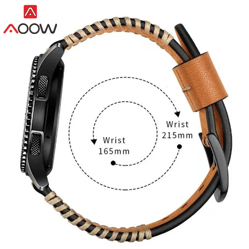 Ремешок для часов из натуральной кожи для samsung gear S3 Classic Frontier 22 мм швейный дизайн сменный Браслет ремешок для часов