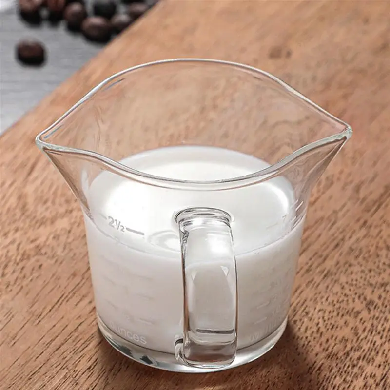 

1Pc Measuring Cup Double Mouth Coffee Cup Clear Scale Milk Jug (Transparent)