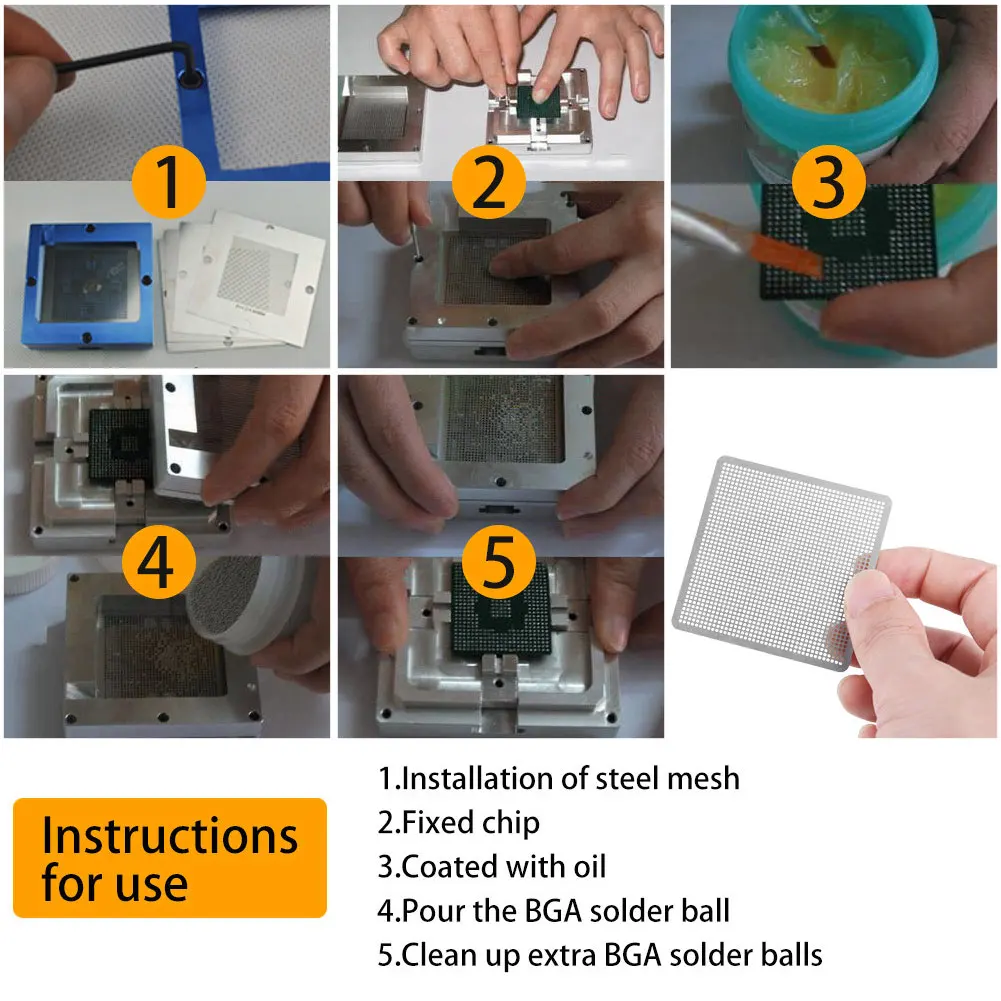 

27PCS BGA Stencils Stainless Steel Reballing Mesh Template IC Power Chip Heated Stencils For Soldering Welding Accessories