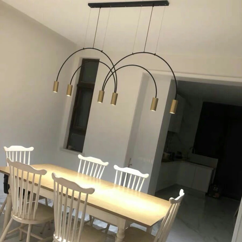 

Minimalism post modern arcuate LED chandelier light for dinning reading room stylish new design hanging chandelier lamp LED