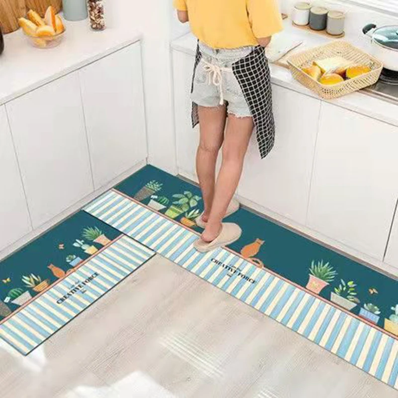 

Kitchen Carpets Luxury Floor Mat Oil Water Absorption Long Strip Doormats Entrance Door Mats Bed Bay Window Mats Household Goods