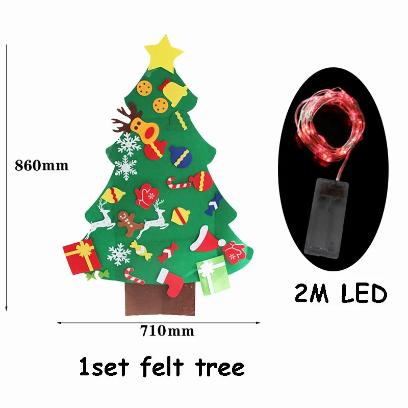 Светодиодный DIY Войлок Рождественская елка Navidad рождественские украшения для дома Natal дети подарок на год игра керст дерево украшения Декор - Цвет: 1set