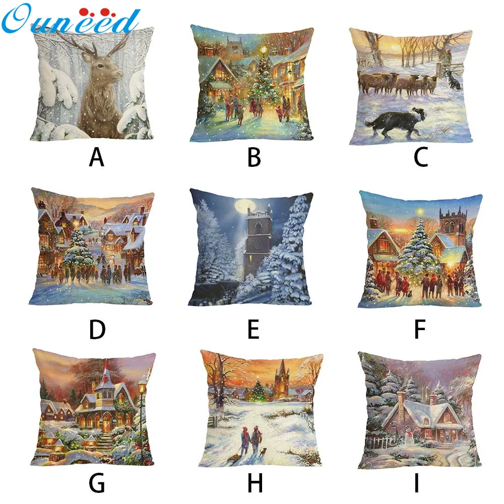 Чехол для подушки с рождественскими принтами чехол изображением леса и снега