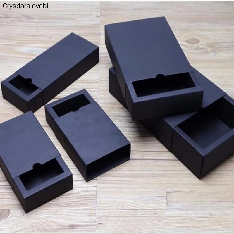 10 шт черный крафт подарочная упаковка картонная коробка черная Подарочная белый