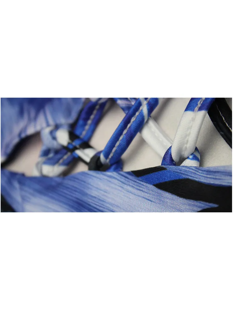 Элегантный женский пляжный комбинезон на шнуровке с открытой спиной и принтом в