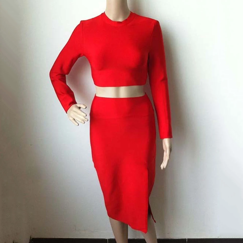 Женское платье с длинным рукавом и Боковым Разрезом 2 предмета Бандажное черный