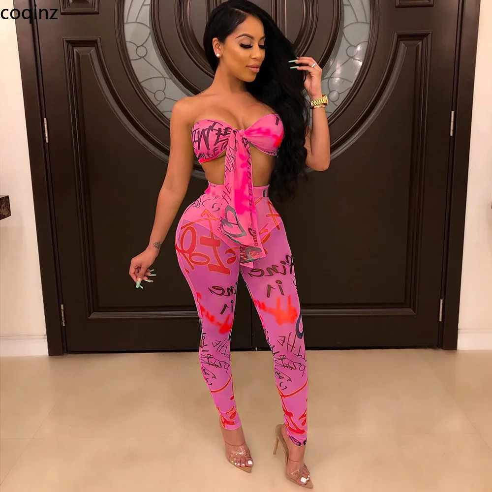 Plus Size Summer 2020 Two Piece Set Neon Crop Top And Pants Women 2 Matching Sets Club Outfits Ensemble Femme S3629 | Женская одежда