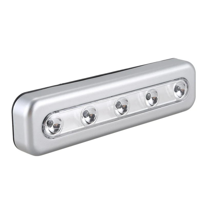 Сенсорный светильник мини беспроводной настенный 5 Led на батарейках белый шкаф