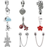 btuamb hot selling luxurious bird santa claus safety chain crown heart fit original pandora charms for women making jewelry