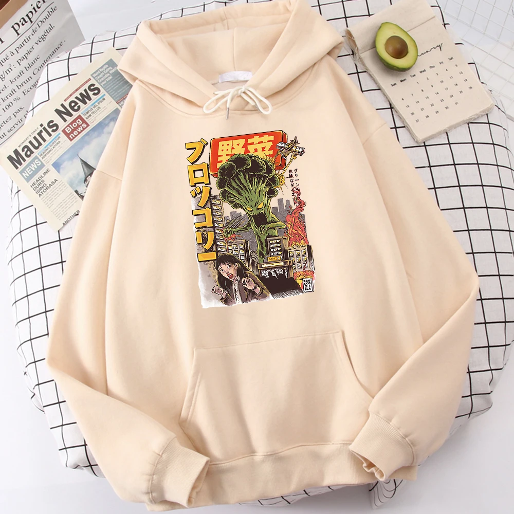 

Hot Sale Soft Brand Sportwear Cartoon Funny Broccozilla Printed Men'S Sweatshirt Thermal Vintage Mens Hoodie Plus Size Hoodies