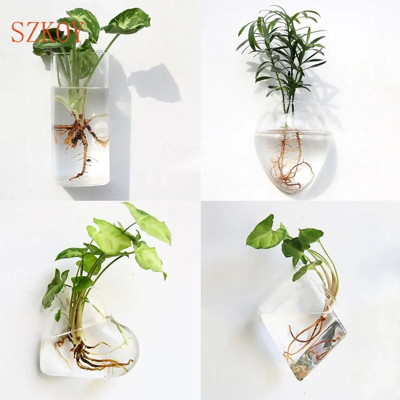 

Wall Hanging Glass Vase Terrarium Hydroponic Plant Vases Wall Fish Tank Aquarium Container Flower Planter Pots Home Garden Decor