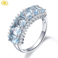 hutang 2 48ct natural aquamarine wedding womens ring solid 925 sterling silver rings blue gemstone fine elegant jewelry gift