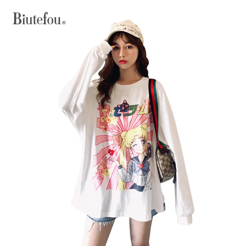 2019 осень cec Кофты с рисунками героев мультфильма Длинные рукава для женщин