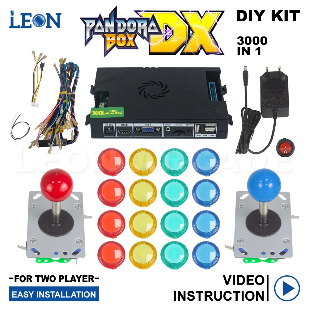 

Kit Bartop Pandora Box DX 3000 Game In 1 Diy Kit For 2 Player Games Arcade Zippy Joystick 30mm Transparent Sanwa Button HD 720P