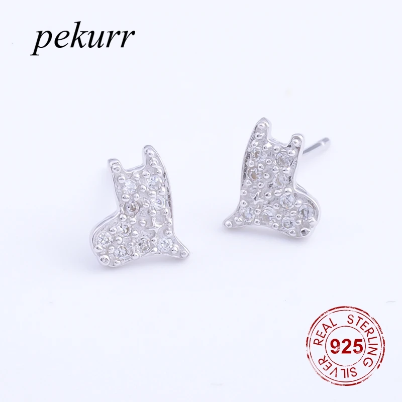 Серьги-гвоздики в форме щенка из кубического циркония 925 пробы серебра для женщин
