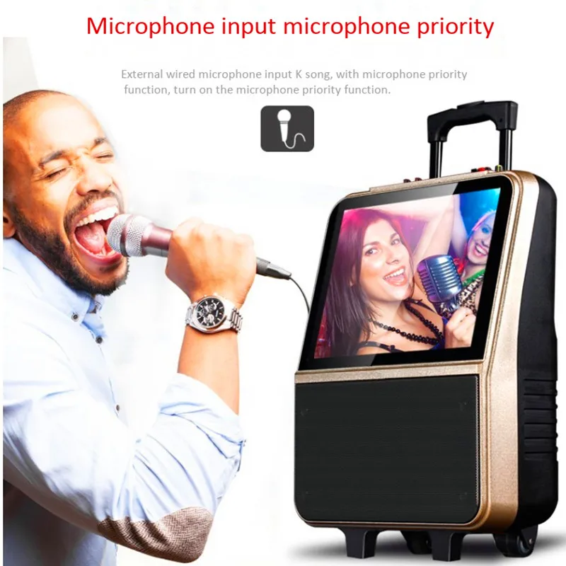 Murah Bluetooth Ponsel Sync Audio WiFi Video Player Portabel Karaoke MP3 Pemain Portabel Batang Tarik Outdoor Speaker Stereo FM Subwoofer