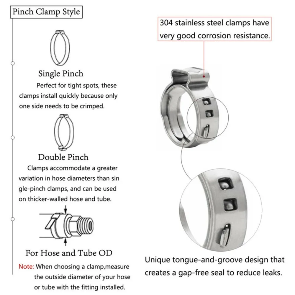 

70Pcs Grip Clamp Clamp Cinch Rings Crimp Pinch Hose Clamp Fitting Multi-size Auto Replacement Accessories