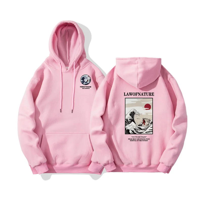 

2021 Autumn New Casual sportswear men hoodies sweatshirts Japanese funny Waves cat printed trend Fashion hoody plus Fleece Warm
