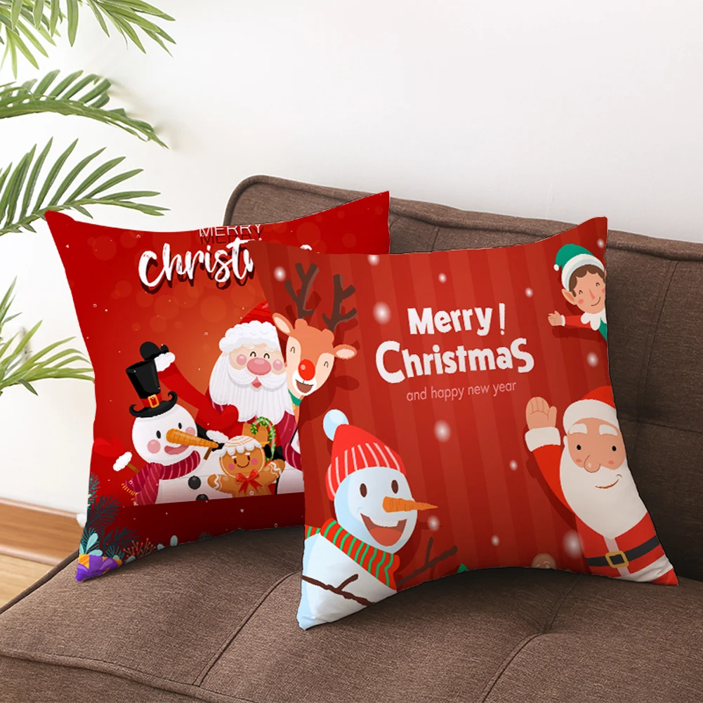 

2021 Christmas Decor for Home Cartoon Santa Claus Elk Christmas Pillowcase Merry Christmas Ornament Navidad Xmas Gifts 45x45cm
