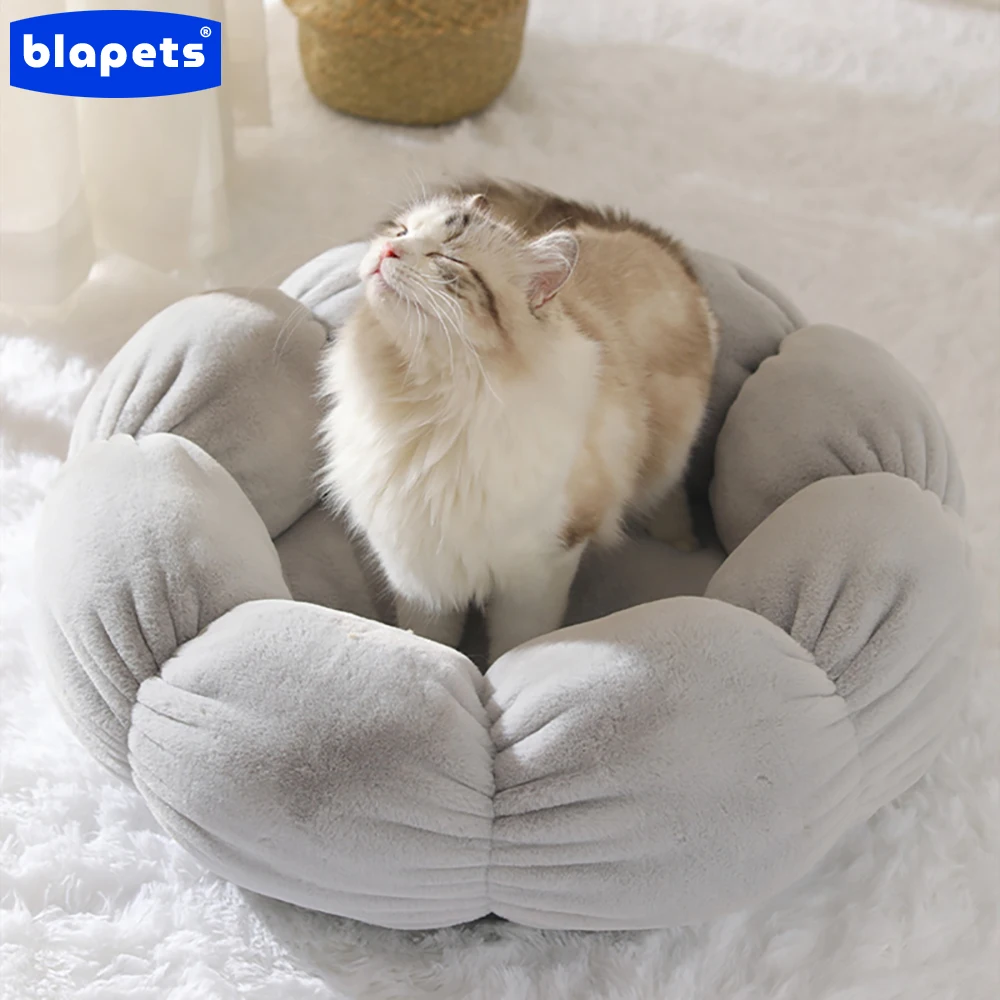 

Cat Bed Flower Shape Cats Winter Warm House Cute Coral Fleece Round Cushion Beds for Small Dog Kitten Kennel Mattress