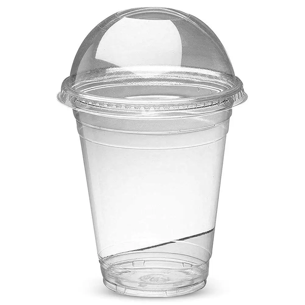 

100pcs 450ml Disposable Milkshake Smoothie Cups Plastic Dessert Bowl Container With Lid Summer Party Cafe Tea Cups Bar Tool