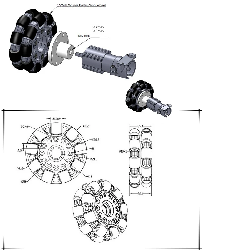 MC700 2-laye панель шасси автомобиля 100 мм Omni колесо с высоким крутящим моментом 12 В