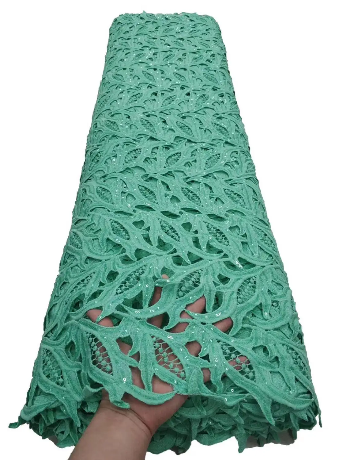 

2020 High Quality Nigerian Cord Lace 2020 French Guipure Lace Fabric with Sequins For Wedding Party African Milk Silk Lace