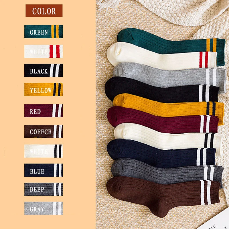 

Носки женские хлопковые, полосатые, в стиле Харадзюку