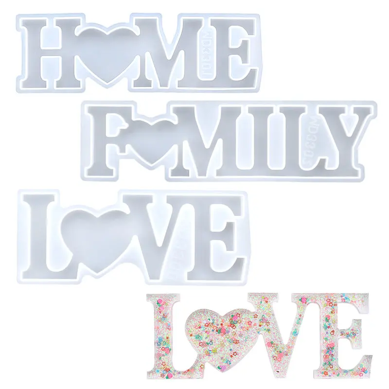 Силиконовая форма с буквами для дома семьи любовь слоган формы эпоксидной смолы