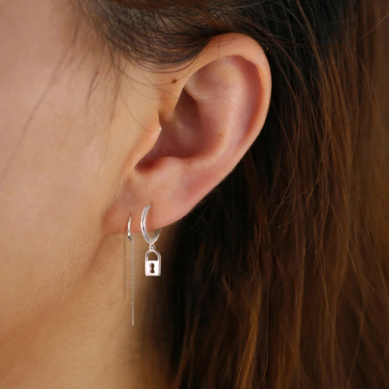 Крупные серьги-кольца WTLTC с маленьким замком для женщин стильные - Цена: 7.48