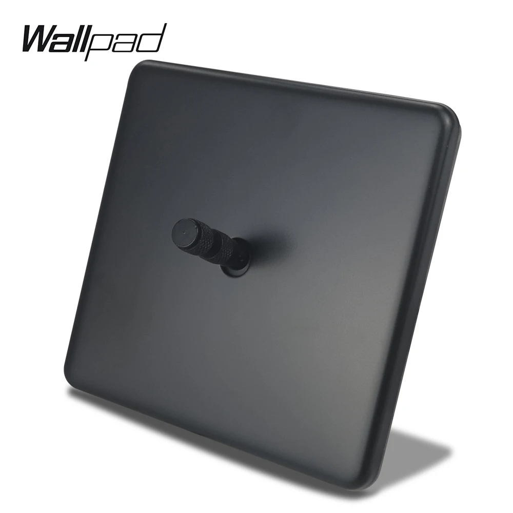 Wallpad 1 кнопка 2 Way тумблер Черная панель Электрический настенный выключатель света