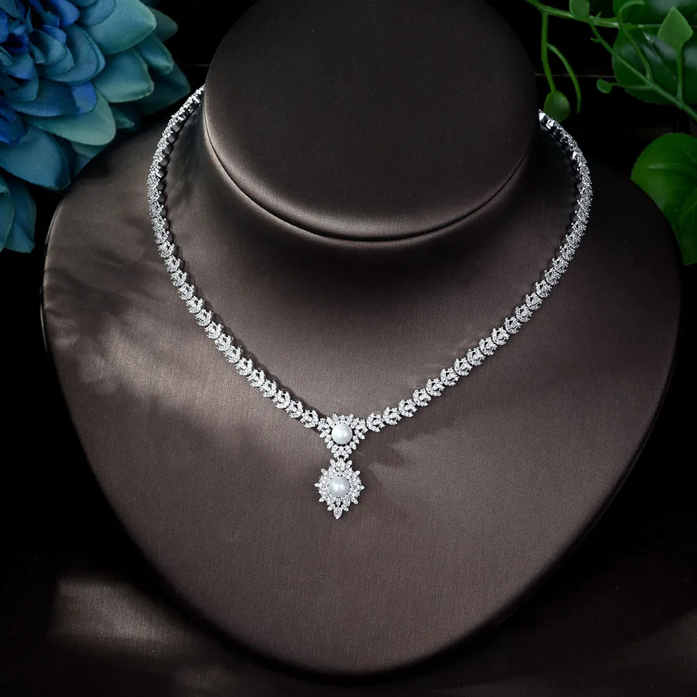 Роскошные свадебные ювелирные наборы HIBRIDE из 4 шт. с цирконием для женщин