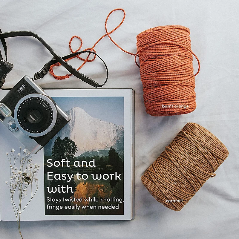 Плетеная веревка из 100% хлопка 3 мм 110 ярдов | Дом и сад