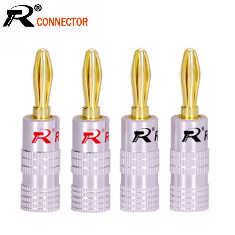 4pcs/lot Speaker Banana Plugs High Quality 24K Copper 4MM Plug Male Connector Adapter 50 Pairs Red+Black | Обустройство дома