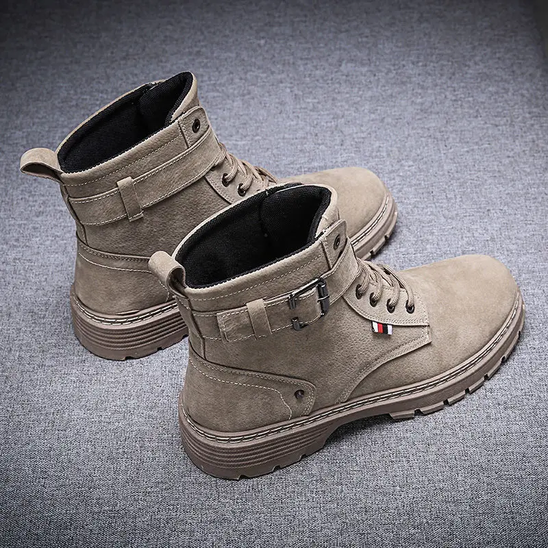 Черные ботильоны с металлической пряжкой на ремешке Мужская зимняя высокая