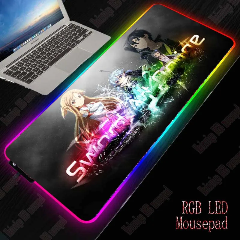 Большой игровой коврик для мыши XGZ Sword Art онлайн RGB светодиодный компьютерный с