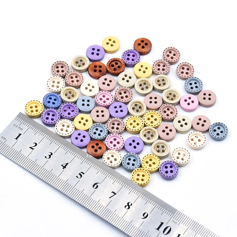 Деревянные швейные пуговицы для скрапбукинга 50 шт. Круглые разноцветные