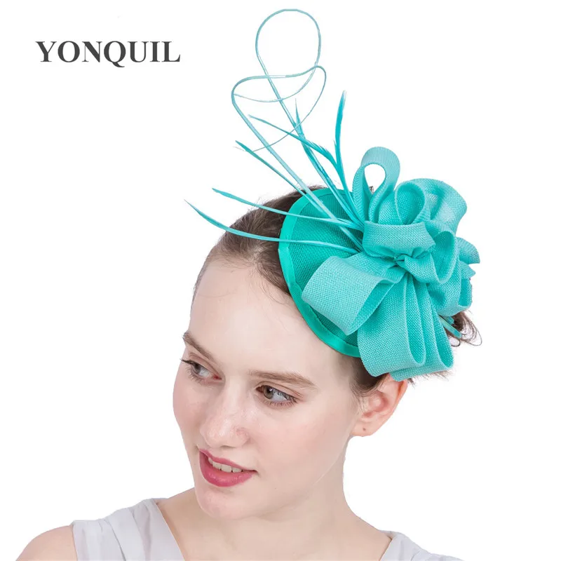 Очаровательные свадебные головные уборы с перьями для женщин имитация Sinamay