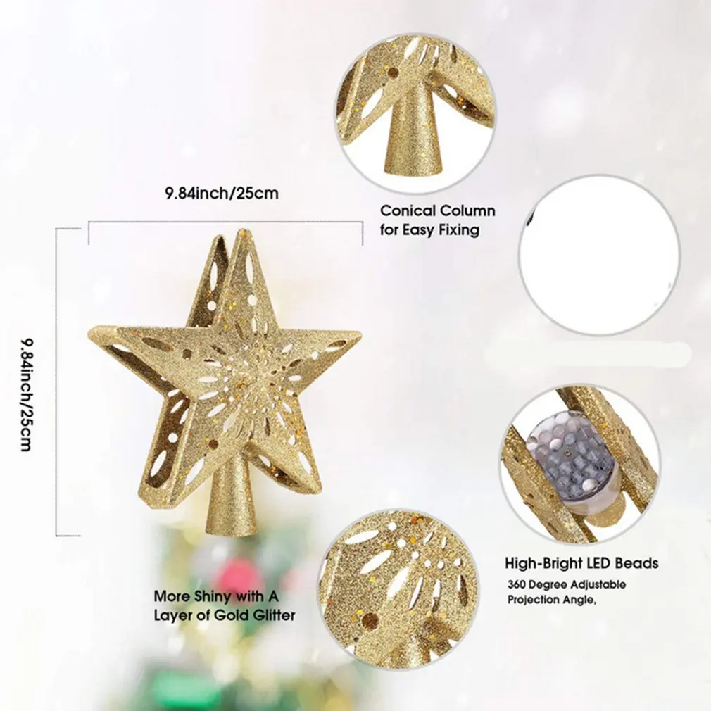 

Star Shape Projection Lamp Christmas Tree Decoration Snowflake Projector Night Light LED Tree Top Light Pendant Holiday Lighting