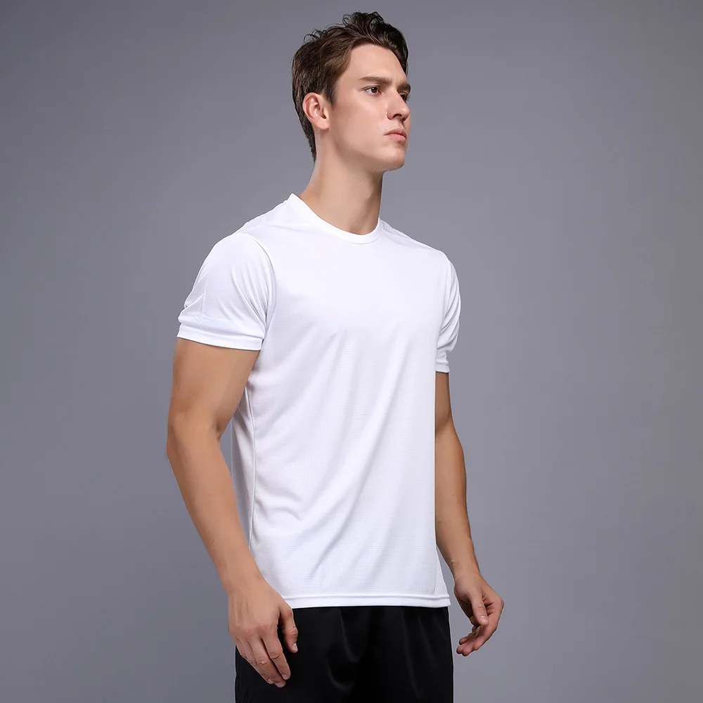 Новинка 2021 Однотонная футболка модная мужская из 100% полиэстера летняя с коротким